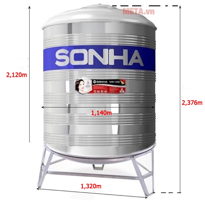 Bồn nước inox Sơn Hà đứng SH2500 (F1140) - 2500 lít