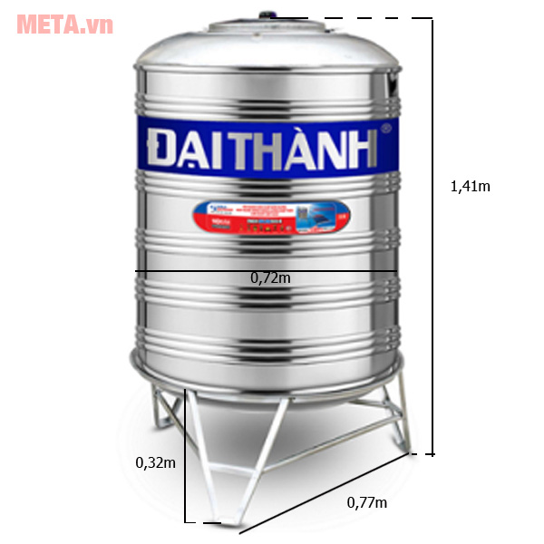 Bồn nước inox Đại Thành I500 đứng - SUS 304 (500 Lít)