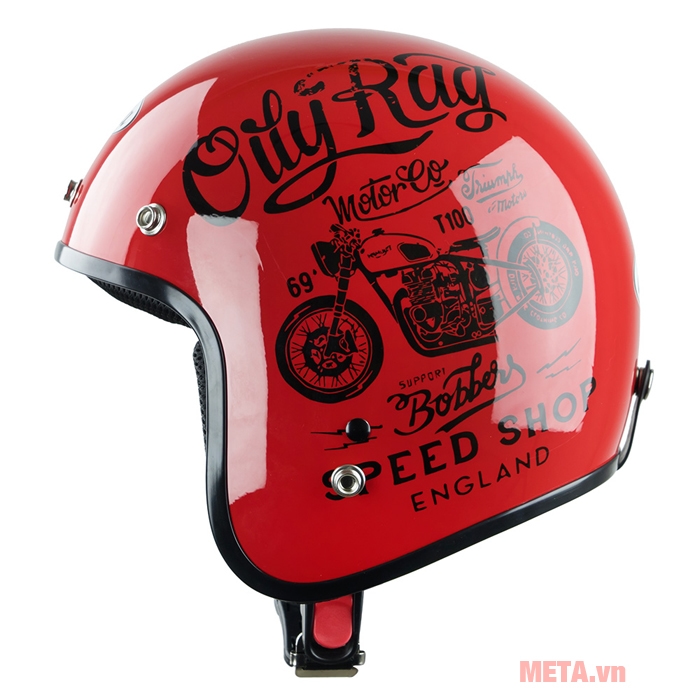 Nón bảo hiểm 3/4 đầu Asia MT-124A tem