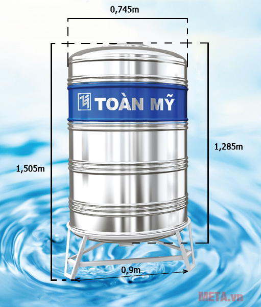 Bồn nước inox đứng Toàn Mỹ 500 lít (F745)