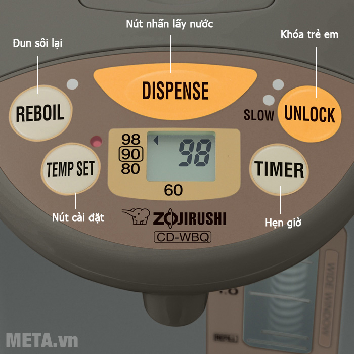 Bình thủy điện Zojirushi CD-WBQ40-TS - 4 lít