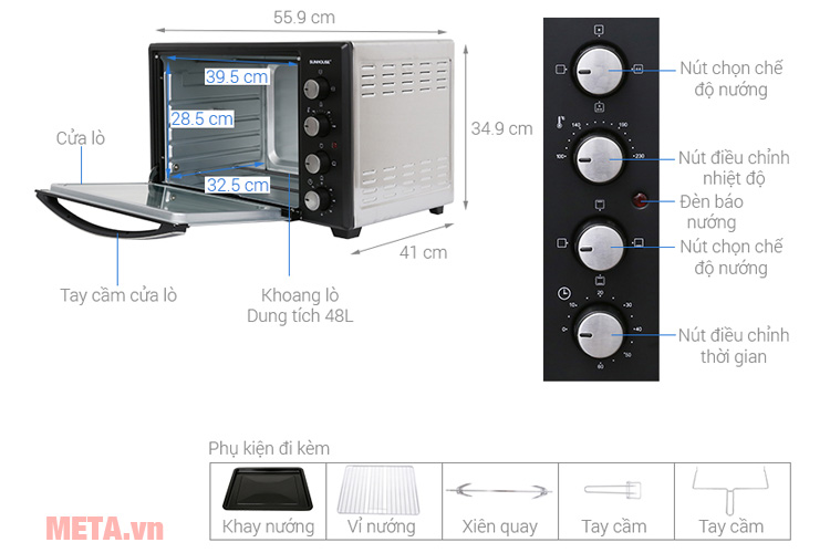 Lò nướng Sunhouse SHD4248S 48 lít