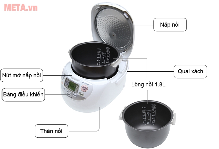 Nồi cơm điện Zojirushi NS-ZAQ18-WZ - 1.8 lít