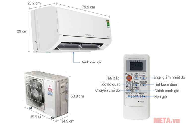 Điều hòa 2 chiều 9000BTU Mitsubishi Electric Inverter MSZ-HL25VA