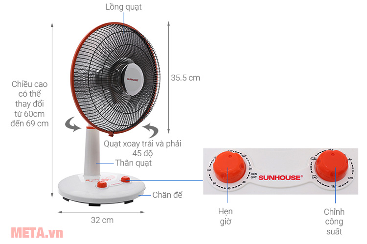 Quạt sưởi halogen Sunhouse SHD7005