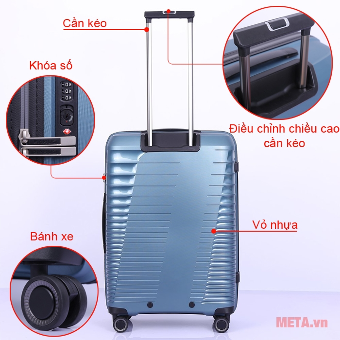 Vali nhựa Sakos khung dây kéo RAZOR Z26