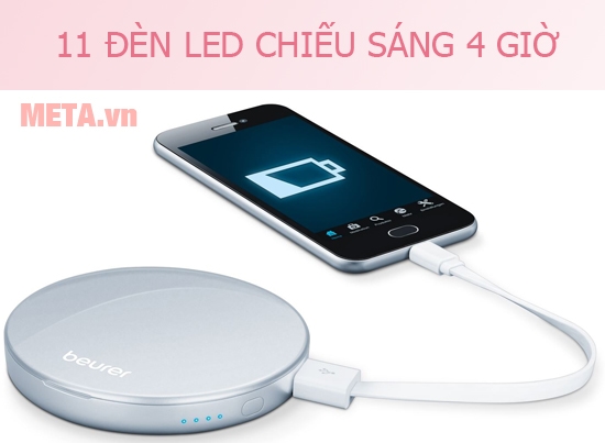 Gương trang điểm cầm tay kiêm sạc dự phòng Beurer BS39 (3000 mAh)