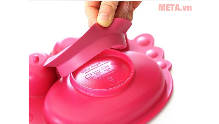 Khay ăn dặm UINLUI đế dính có nắp cho trẻ từ 0 - 3 tuổi