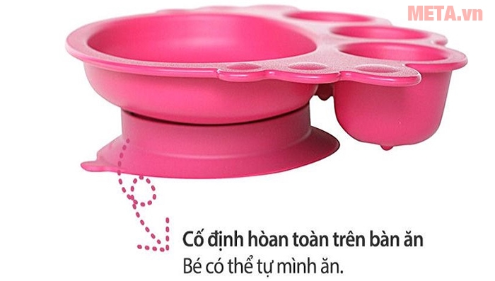 Khay ăn dặm UINLUI đế dính có nắp cho trẻ từ 0 - 3 tuổi