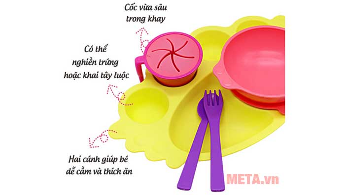Bộ khay ăn Uinlui an toàn cho trẻ em (7 chi tiết)