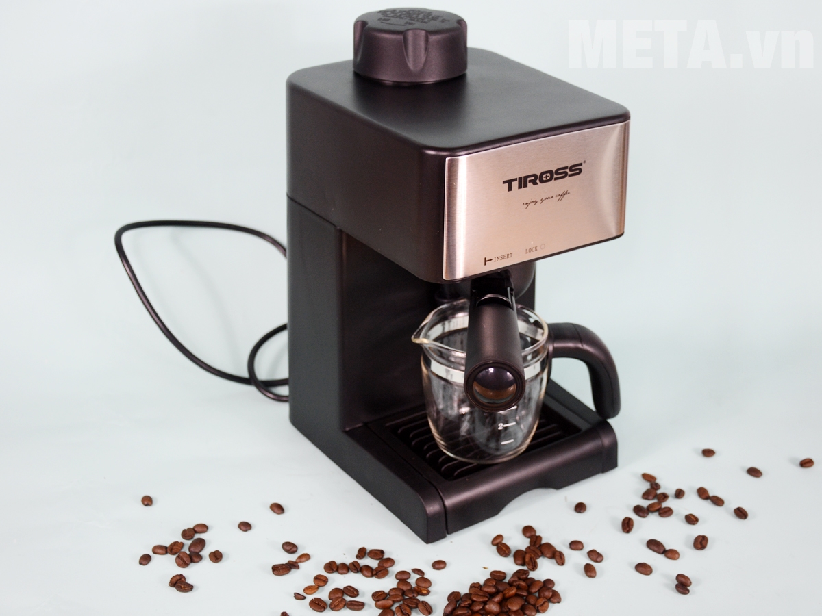 Máy pha cà phê Espresso Tiross TS621 màu đen, dễ vệ sinh