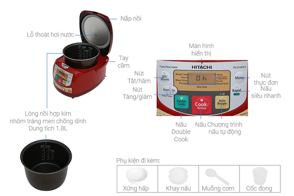 Nồi cơm điện tử Hitachi RZ-D18VFY