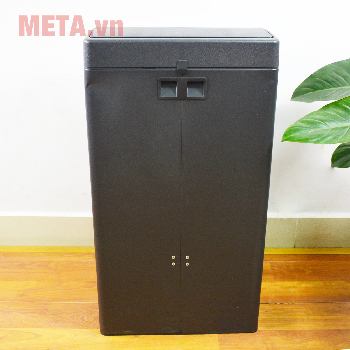 Thùng rác inox nhấn vuông lớn Fitis Mega STL2-903 - 40 lít (đen)