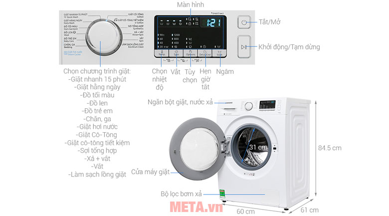 Máy giặt cửa trước Samsung Digital Inverter WW75J42G0KW (7.5kg)