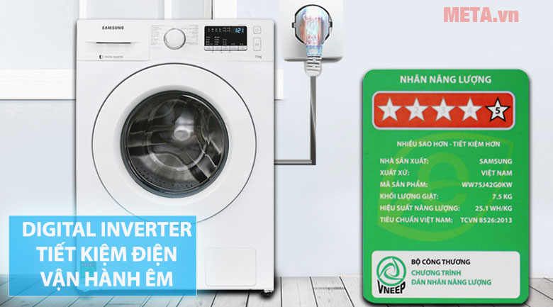 Máy giặt cửa trước Samsung Digital Inverter WW75J42G0KW (7.5kg)