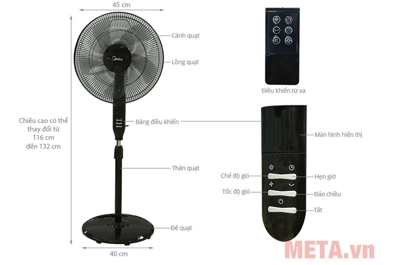 Quạt cây Midea FS40-15QR (có điều khiển từ xa)