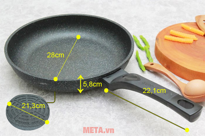 Chảo nhôm chống dính đá hoa cương Sunhouse SBD28 (28cm)