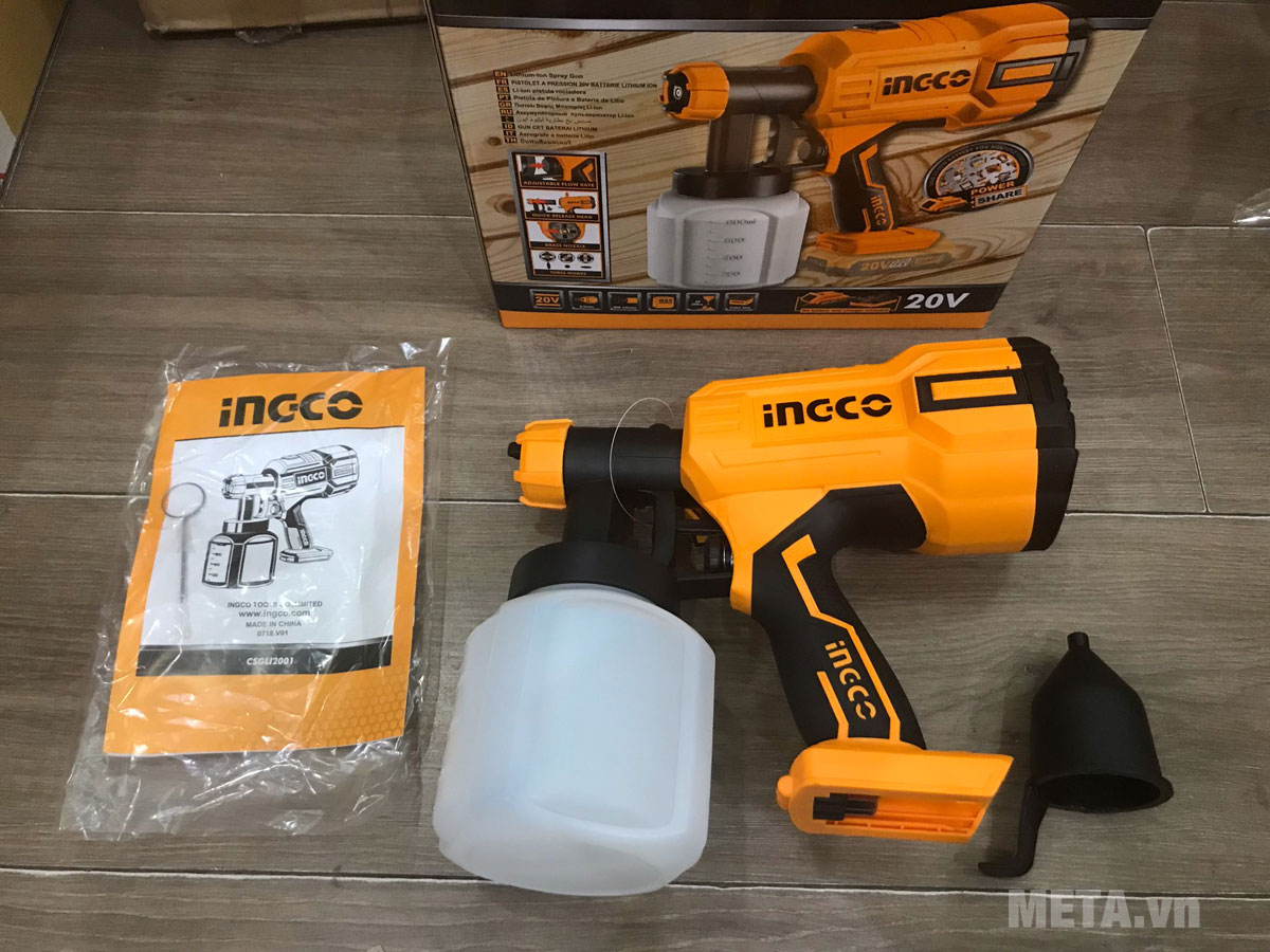 Súng phun sơn dùng pin INGCO CSGLI2001 (Không pin và sạc)