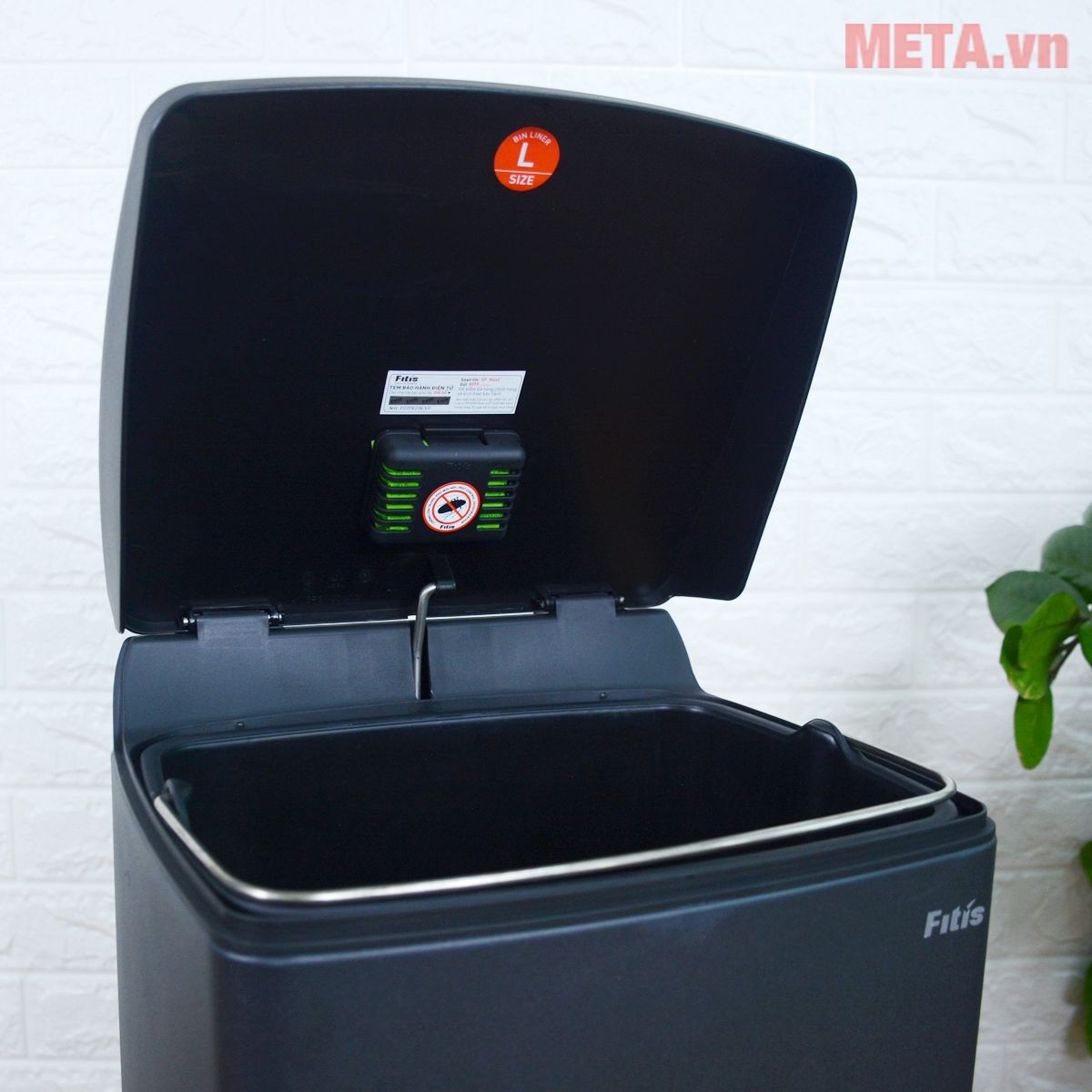 Thùng rác inox đạp vuông lớn Fitis SPL1-903 - 22L (đen)