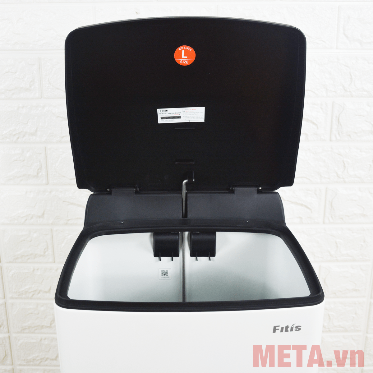 Thùng rác inox đạp vuông lớn Fitis SPL1-904 22 lít (trắng)