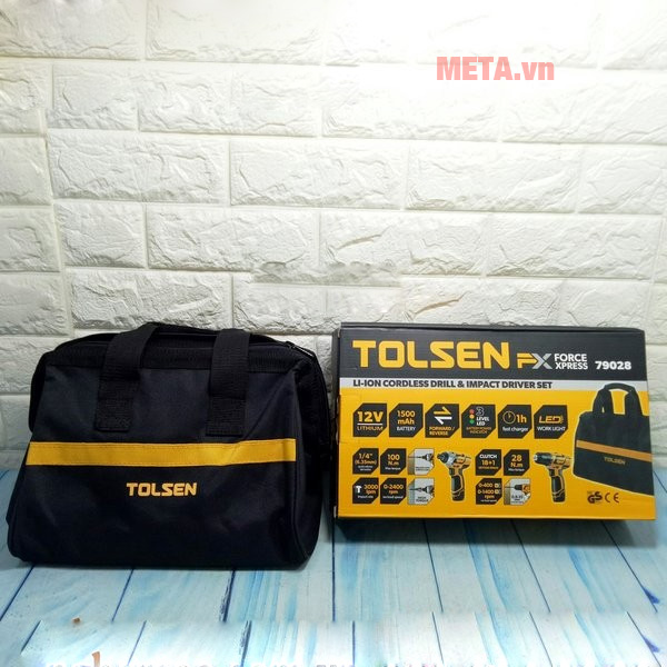 Bộ 2 máy khoan và máy bắn vít 12V Tolsen 79028