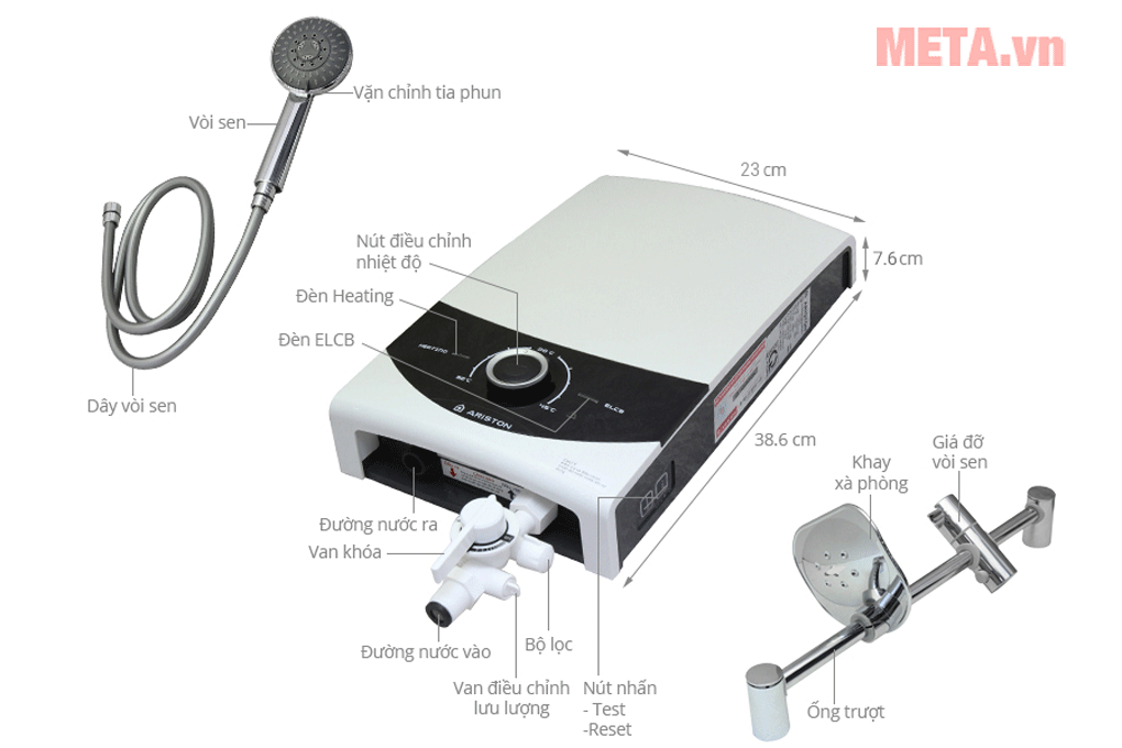 Máy nước nóng trực tiếp có bơm Ariston SMC45PE-VN (4,5KW)