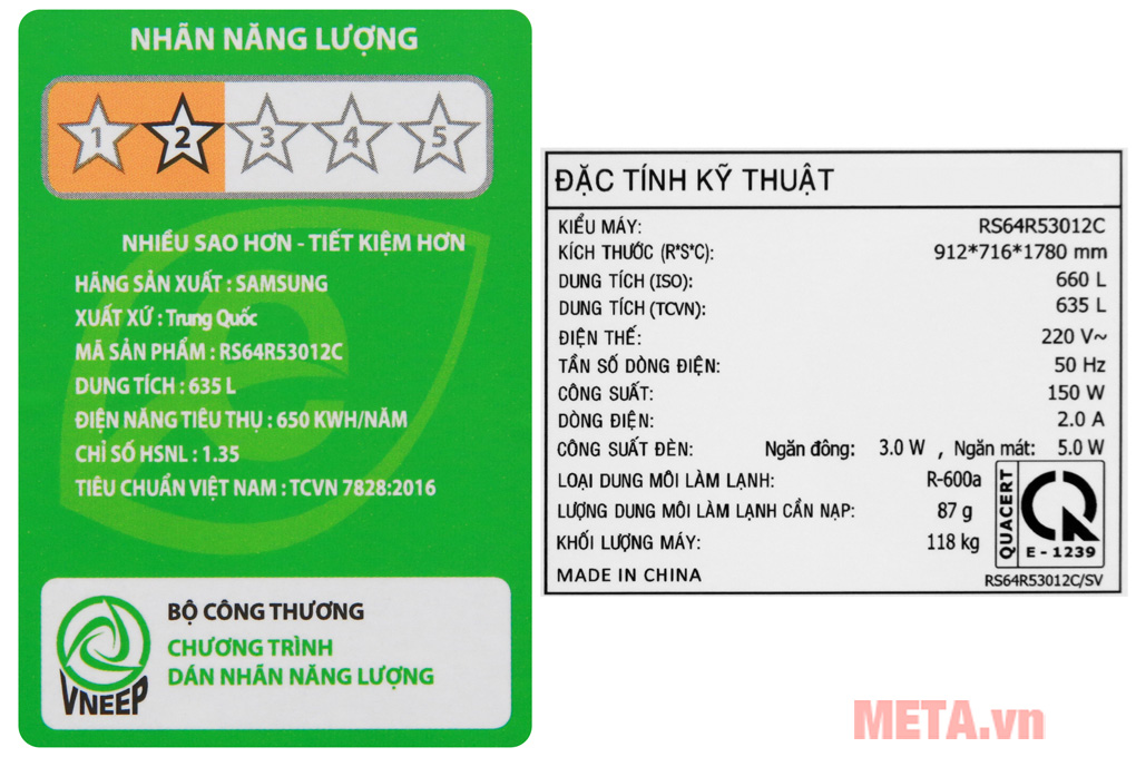 Tủ lạnh side by side Samsung RS64R53012C/SV (617 lít)