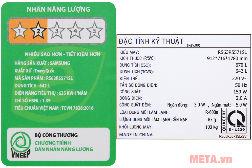 Tủ lạnh side by side Samsung inverter RS63R5571SL/SV (634 lít)