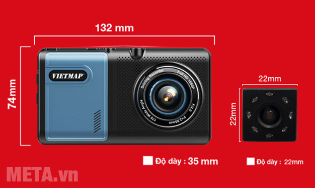 Camera hành trình trước sau kết hợp dẫn đường Vietmap A50