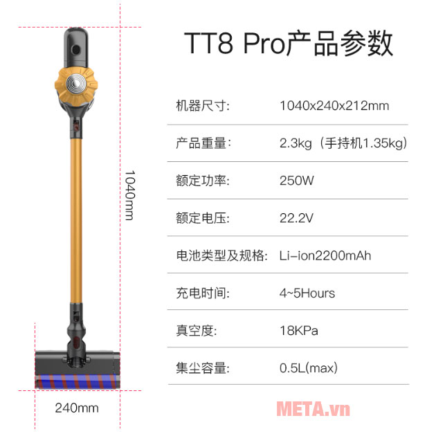 Máy hút bụi không dây Dibea TT8 Pro