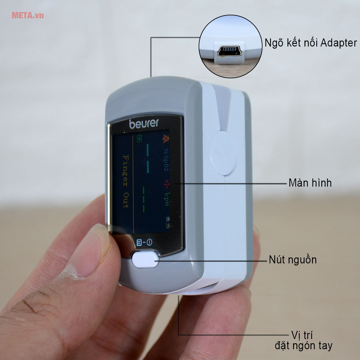 Máy đo nồng độ oxy trong máu SpO2 và nhịp tim Beurer PO80