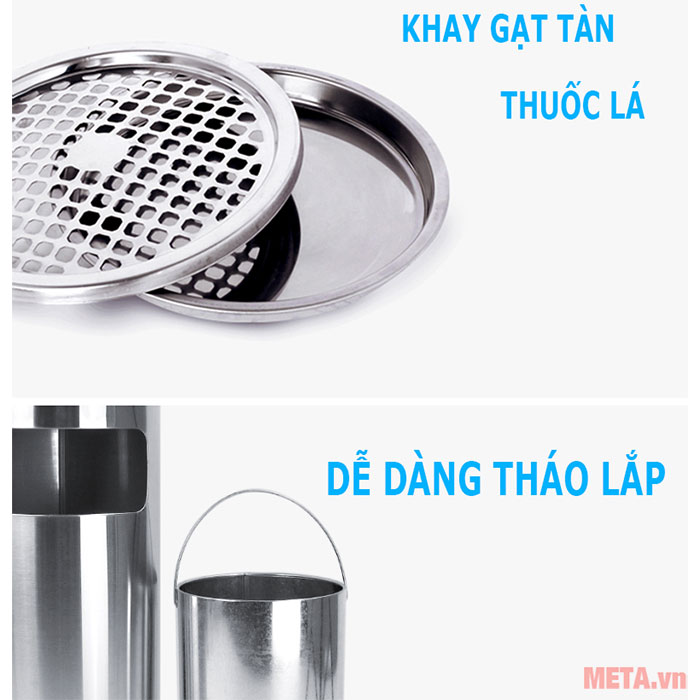 Thùng rác inox gạt tàn GEV A35-A