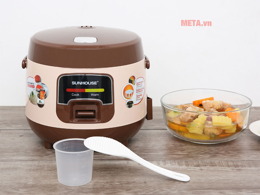 Nồi cơm điện nắp gài Sunhouse SHD8208C 1 lít (màu nâu)