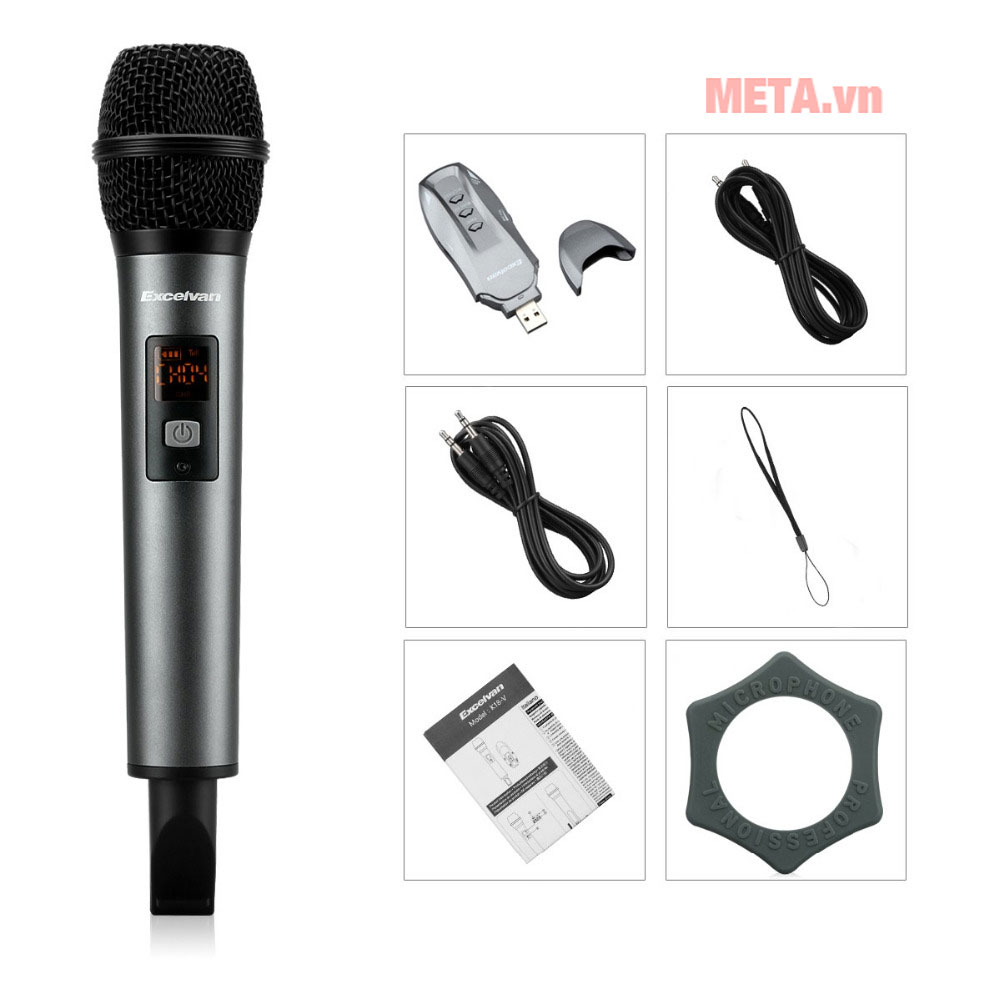 Micro Karaoke không dây Excelvan K18V (01 mic, VHF) META.vn
