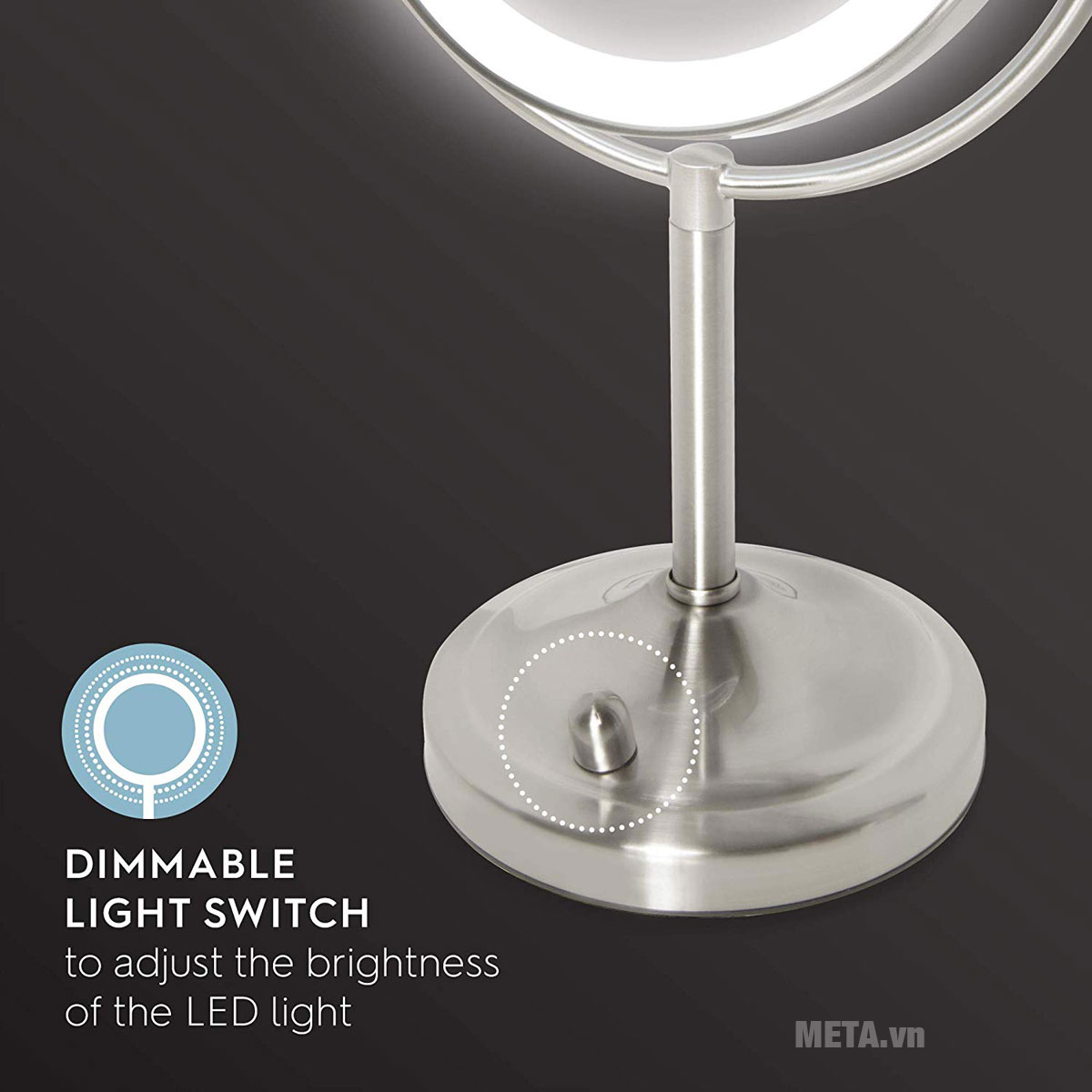 Gương trang điểm 2 mặt kèm đèn Led điều chỉnh độ sáng HoMedics MIR-8150-EU