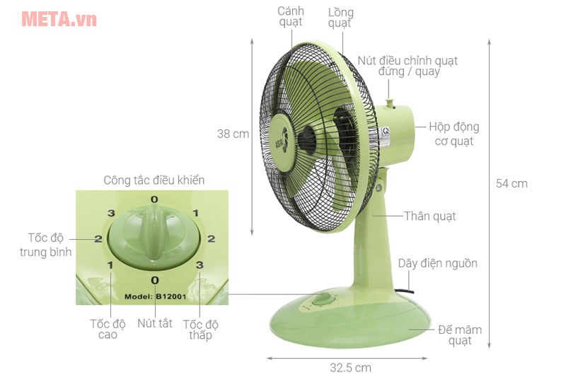Quạt bàn Asia B12001 (40W, sải cánh 30cm)