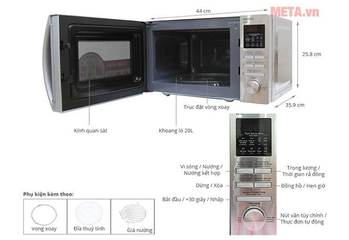 Lò vi sóng có nướng Sharp R-G620VN-ST - 20 lít