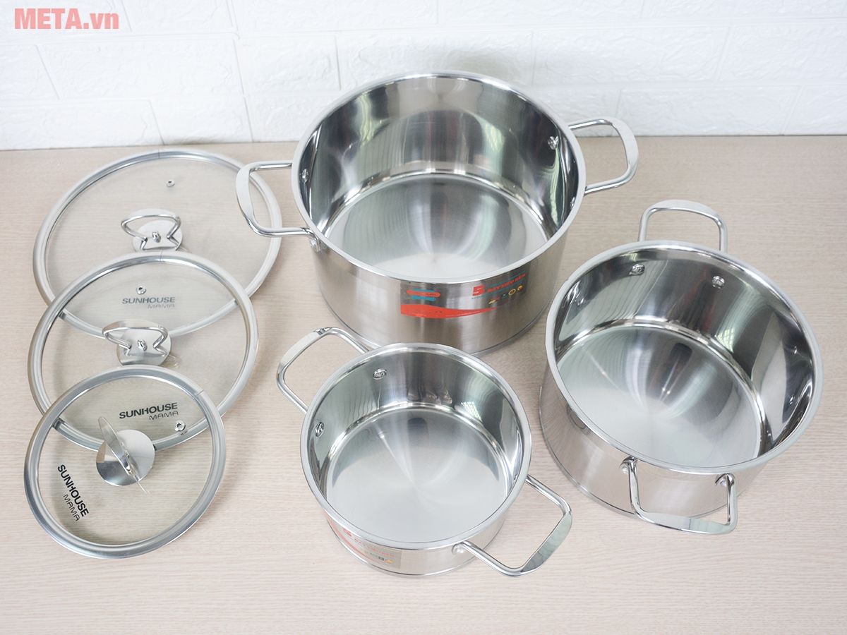 Bộ nồi inox Sunhouse MAMA 5 đáy SH784