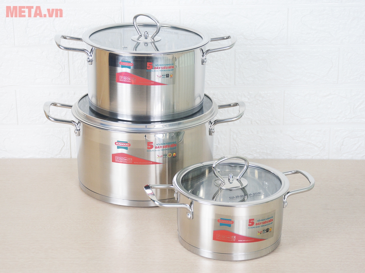 Bộ nồi inox Sunhouse MAMA 5 đáy SH784
