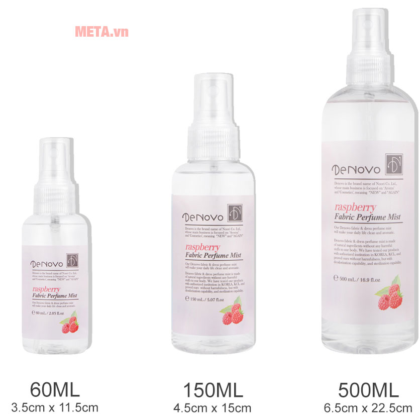 Nước xịt thơm vải kháng khuẩn 99,9% Hàn Quốc DENOVO Hương Raspberry