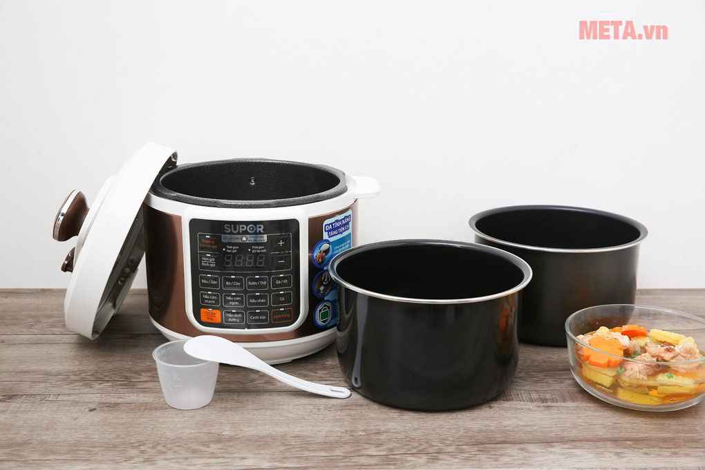 Nồi áp suất điện tử thông minh 5 lít Supor CYSB50YC10DVN-100 (2 lòng nồi)