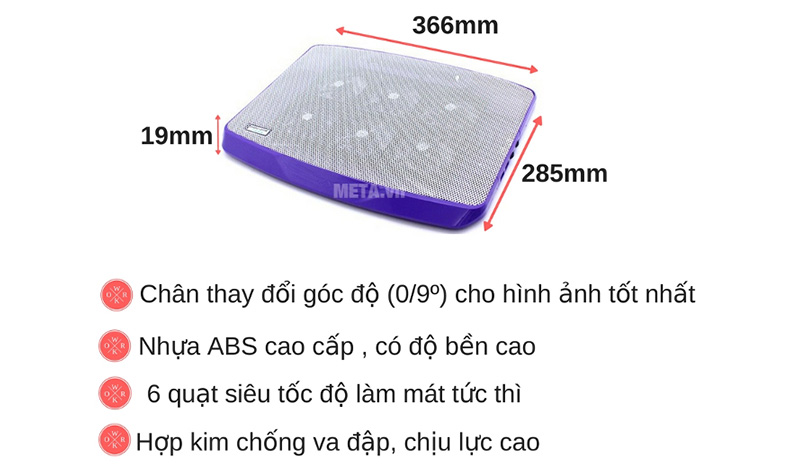 Đế tản nhiệt Cool Cold N100 Premium - 6 quạt