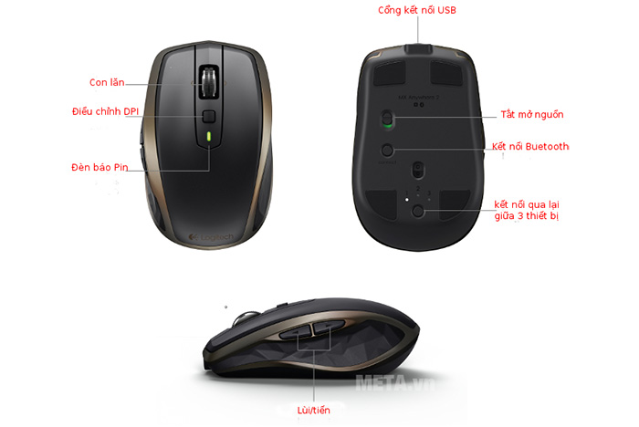 Chuột không dây Bluetooth Logitech MX AnyWhere 2S