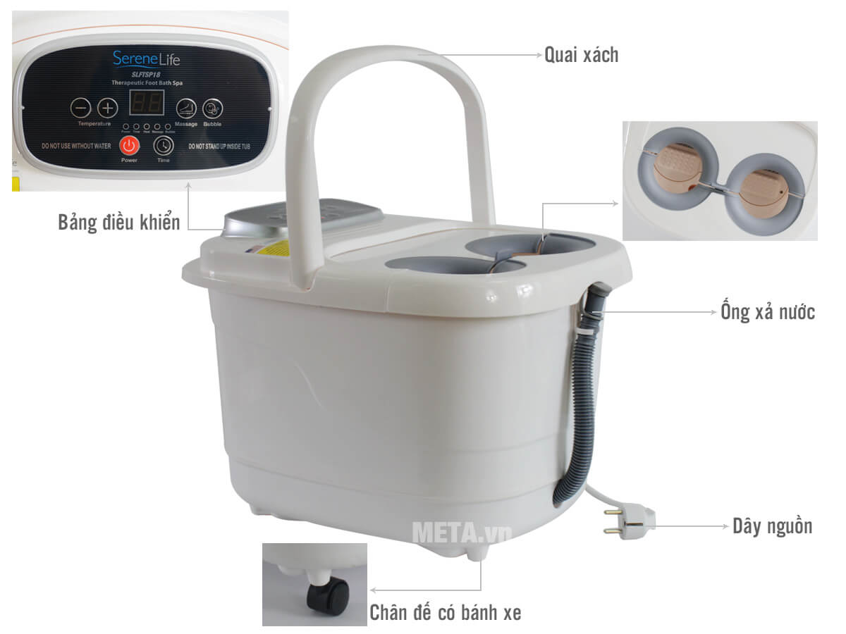 Bồn ngâm chân con lăn kép tự động SereneLife SLFTSP18