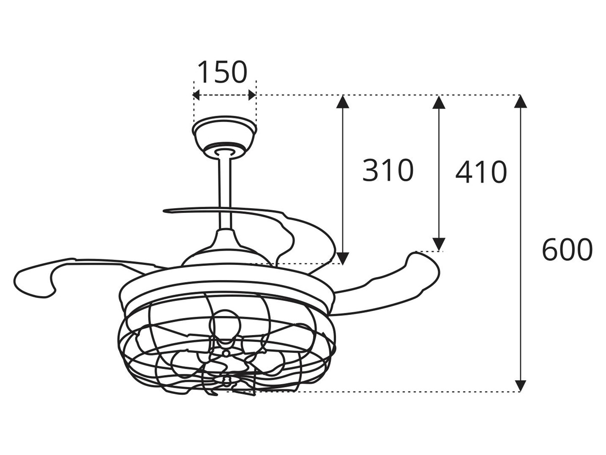 Quạt trần cánh xếp đèn Led Sinwa XD206