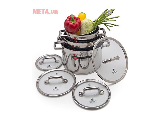 Bộ nồi inox 5 đáy 2353670 - Bộ 4 chiếc