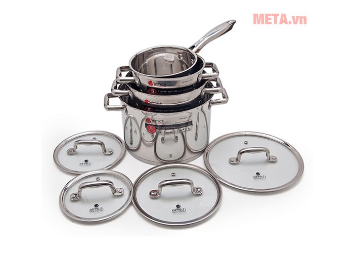 Bộ nồi inox 5 đáy 2353670 - Bộ 4 chiếc