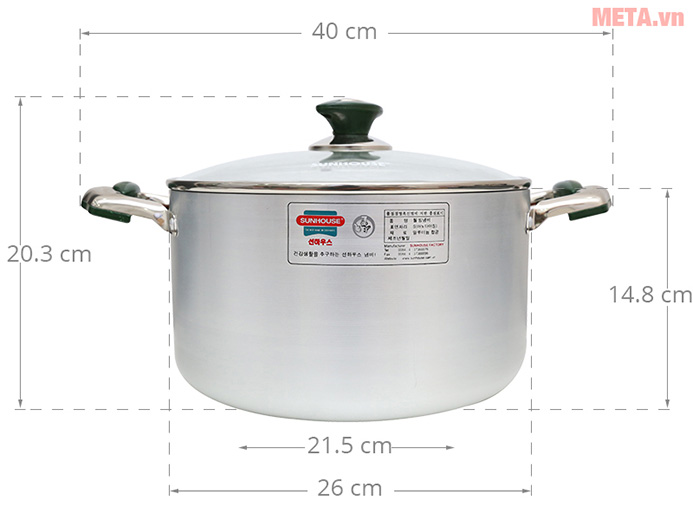 Nồi nhôm anod cao cấp 26cm Sunhouse SHG88-26S