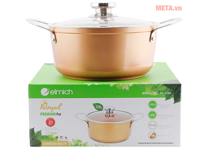 Nồi phủ sứ cao cấp Elmich Royal Premium EL-1180 - 22cm