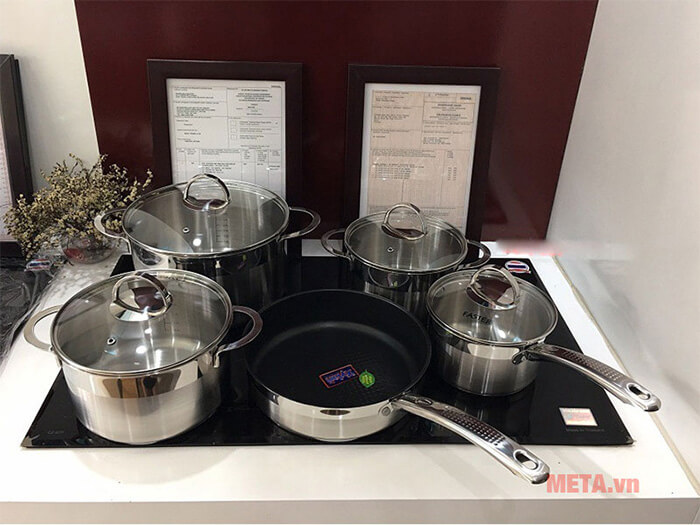 Bộ nồi inox 3 đáy Faster Melody (3 nồi, 1 chảo, 1 quánh)